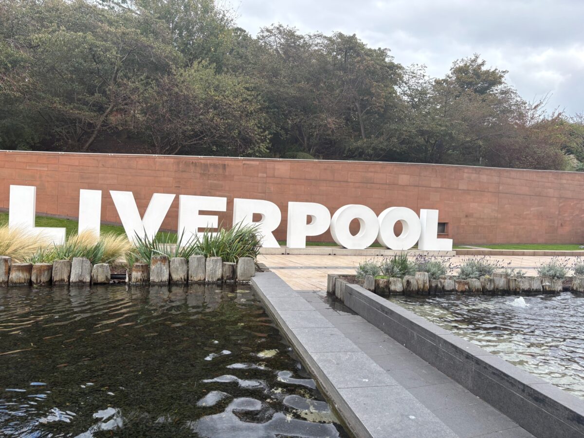 Large sign stating "Liverpool"