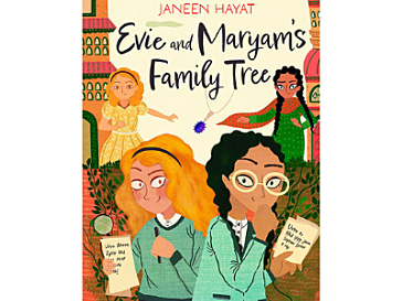 Book cover of two girls one white with blonde curly hair and the other mixed-race with brown hair in plaits.
