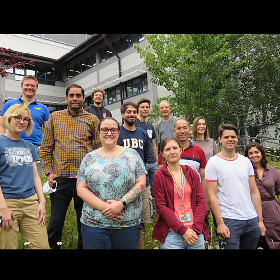 Photograph showing members of the Kamoun group outside the TSL building in Norwich