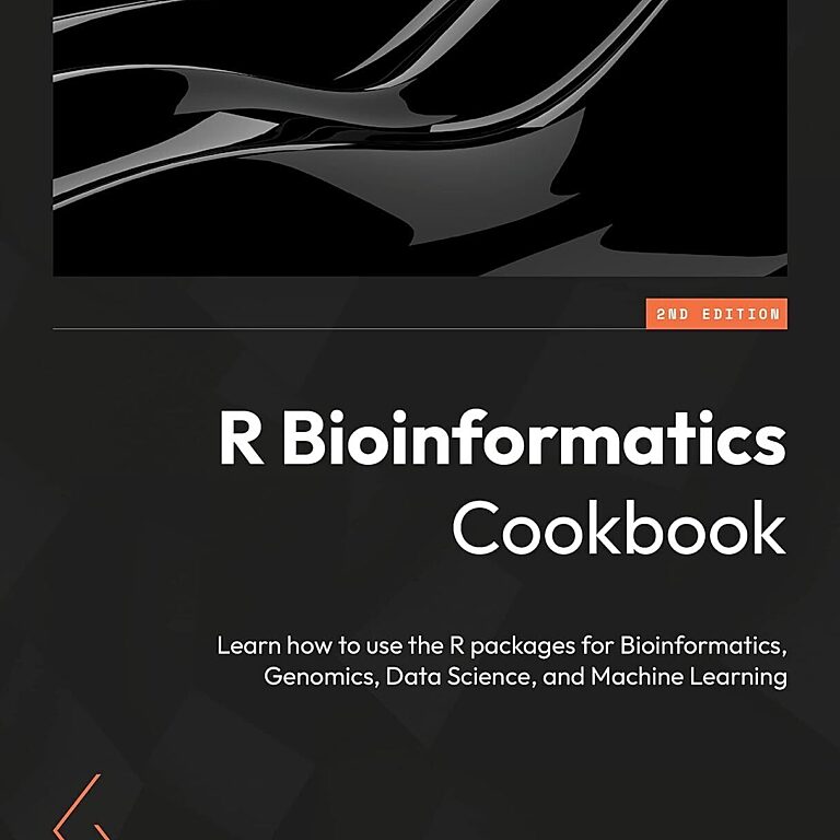 Front cover of R Bioinformatics Cookbook, a book by Dan MacLean (all text)