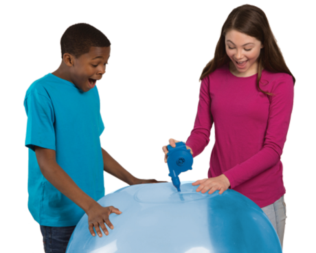 Children playing bubble ball