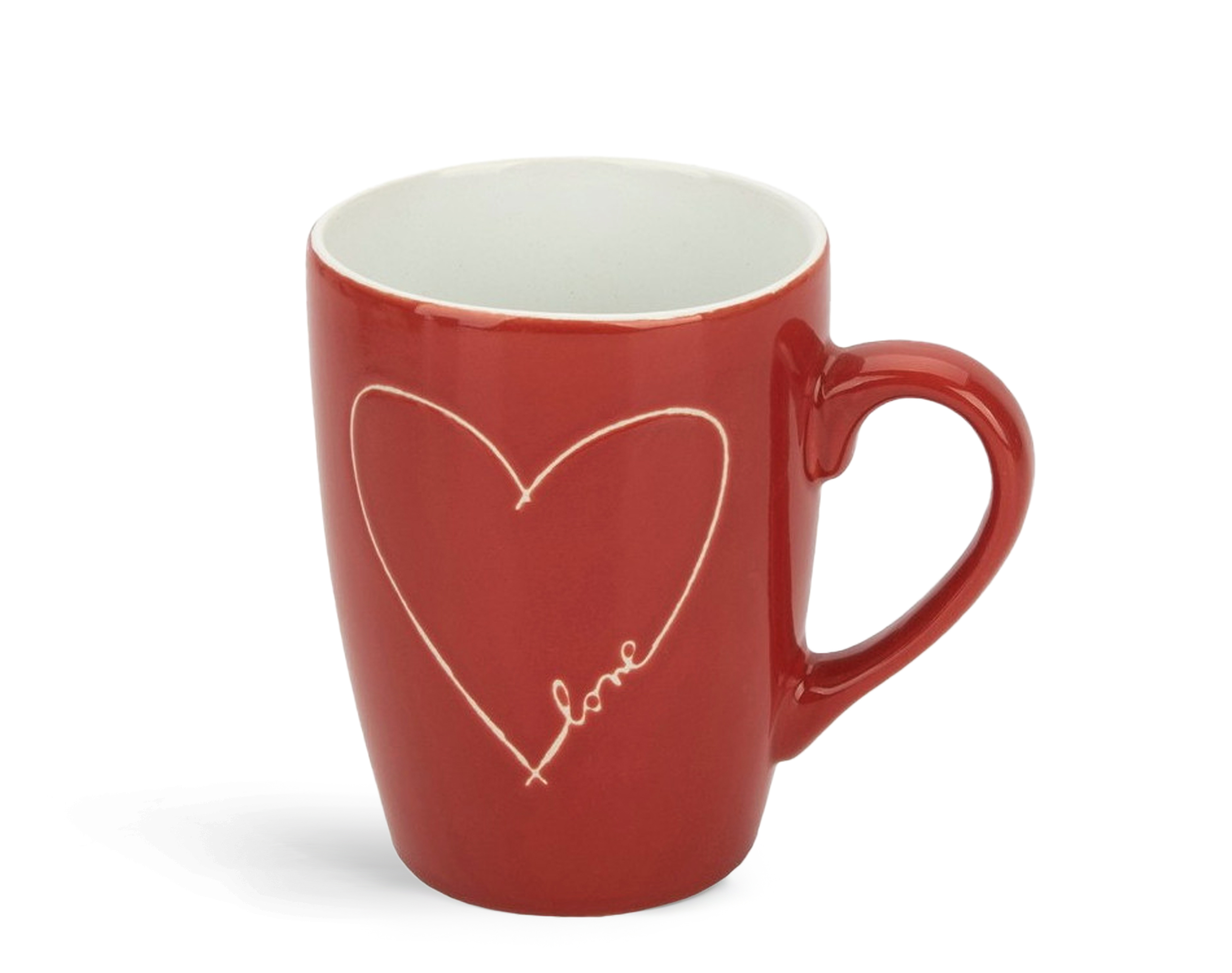 Tasse coeur rouge et blanche