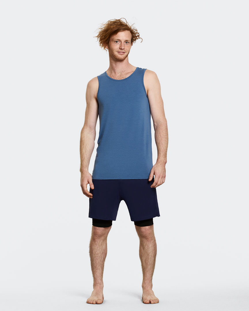 mens yoga shorts blue