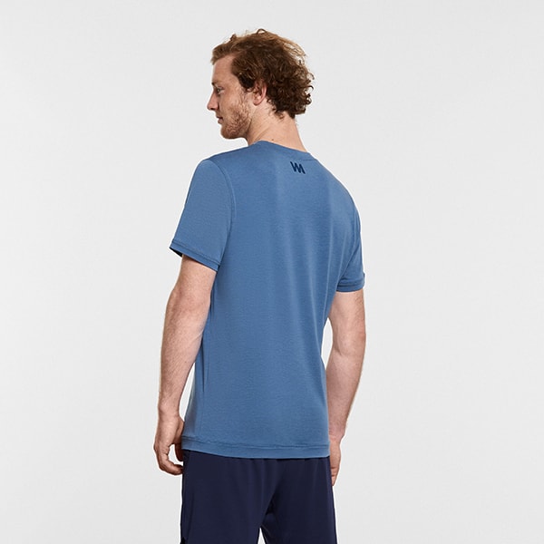 Men's Yoga Performance Blue T-Shirt - Reverse