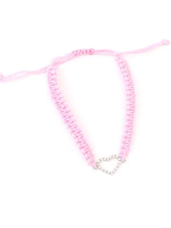 Bracelet Corded Heart Pink