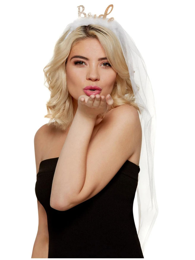 Bride Headband Gold Glitter