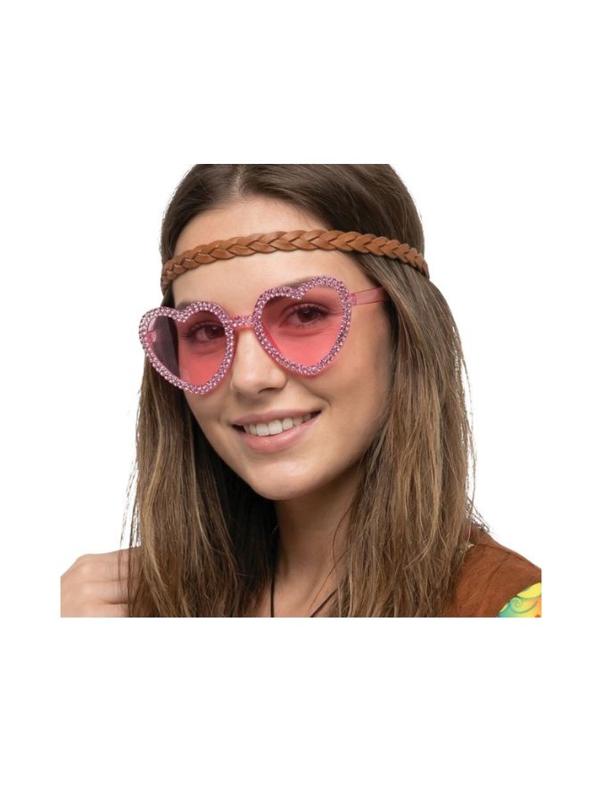 Pink Heart Glasses Diamante