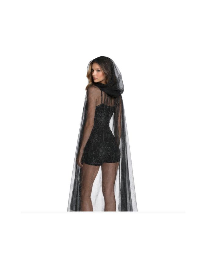 Hooded Cape Black Netted