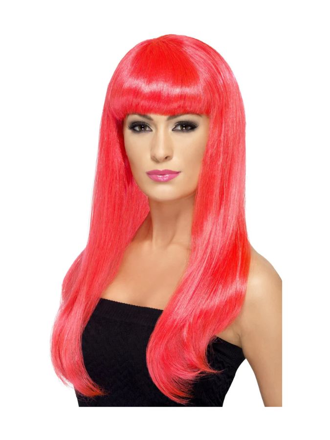 Pink Long Fringed Wig