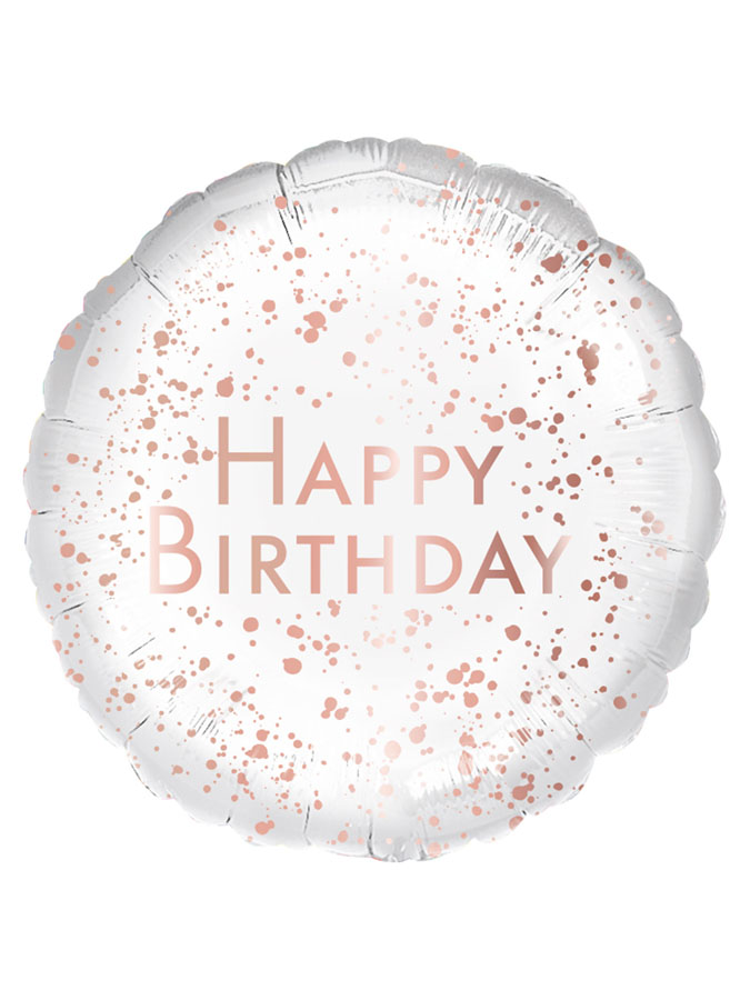 White/Rose Gold Happy Birthday