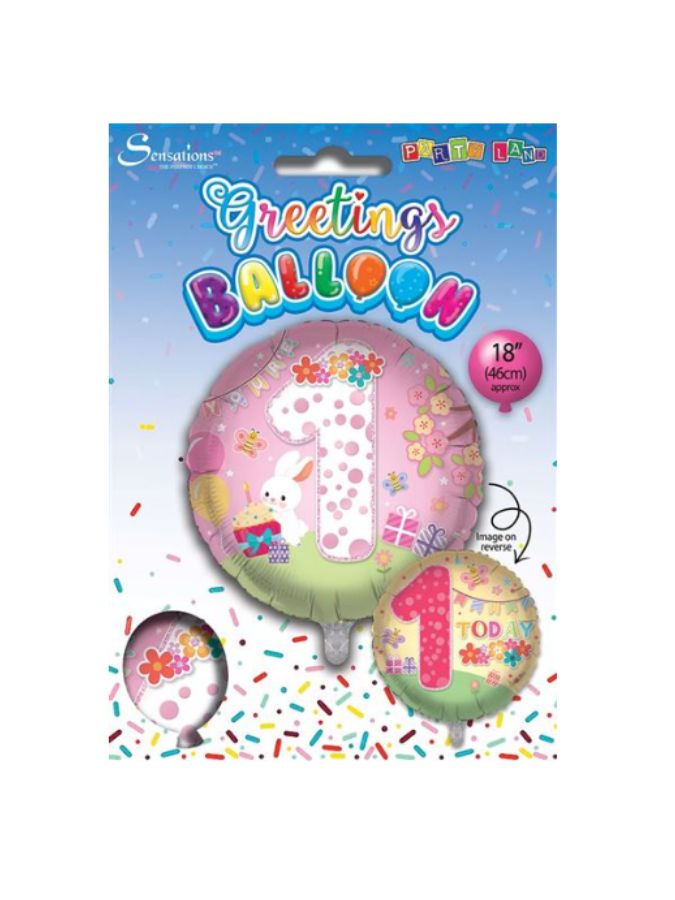 -1st Pink With Bunny 18"