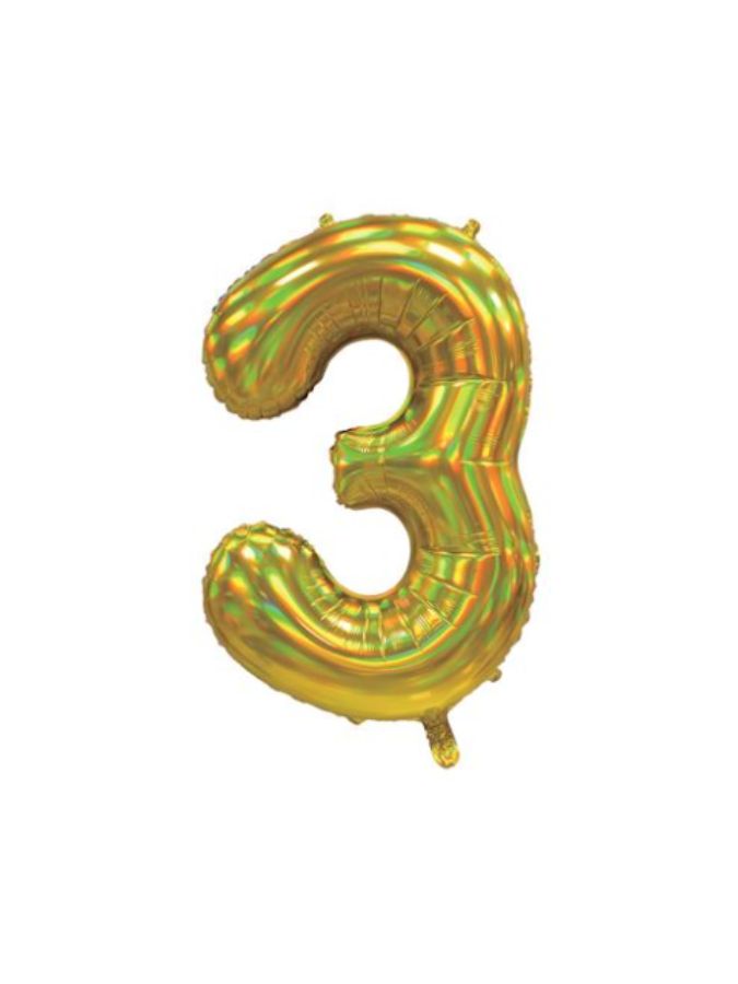 Gold Iridescent 3 Jumbo Number
