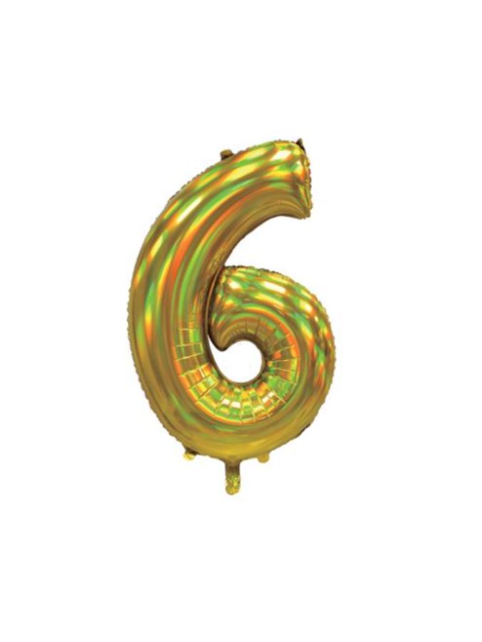 Gold Iridescent 6 Jumbo Number