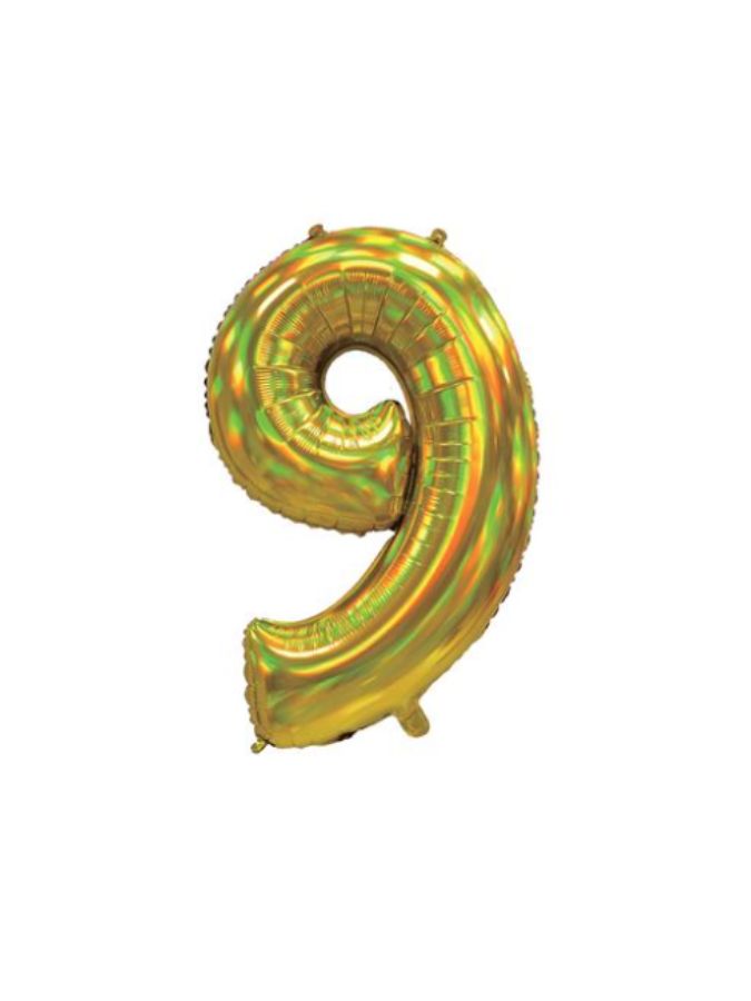 Gold Iridescent 9 Jumbo Number
