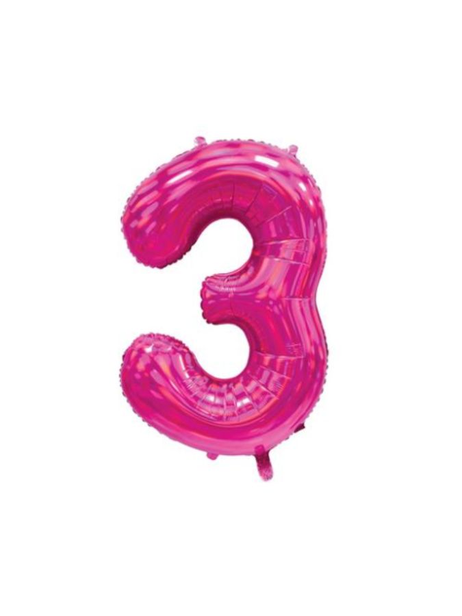 Pink Iridescent 3 Jumbo Number