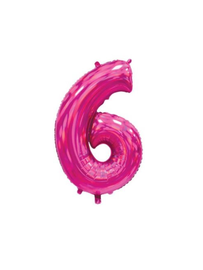 Pink Iridescent 6 Jumbo Number