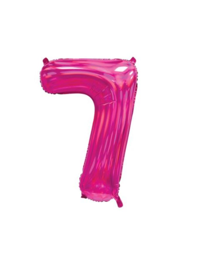 Pink Iridescent 7 Jumbo Number
