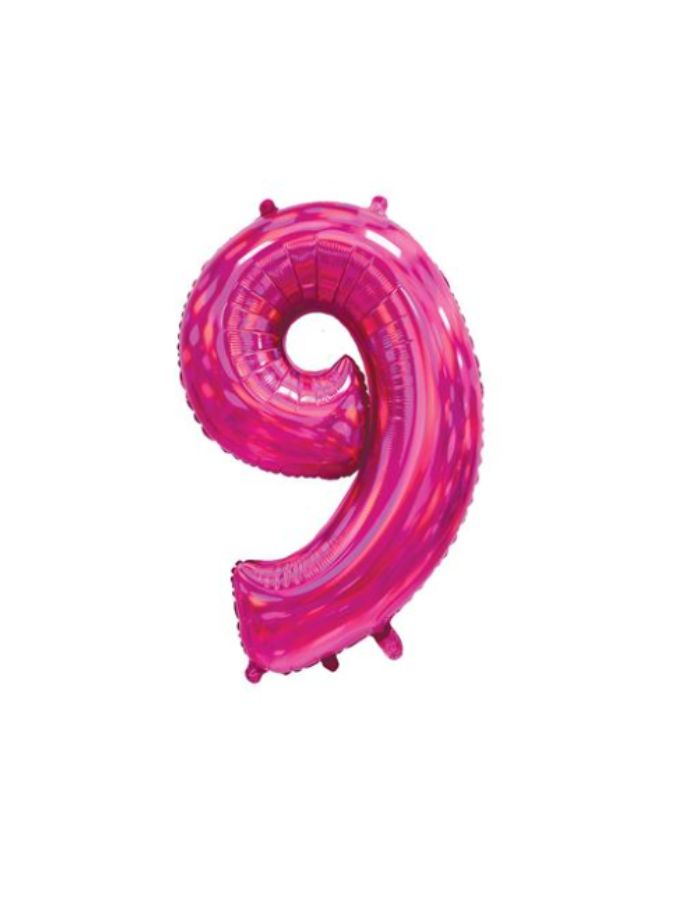 Pink Iridescent 9 Jumbo Number