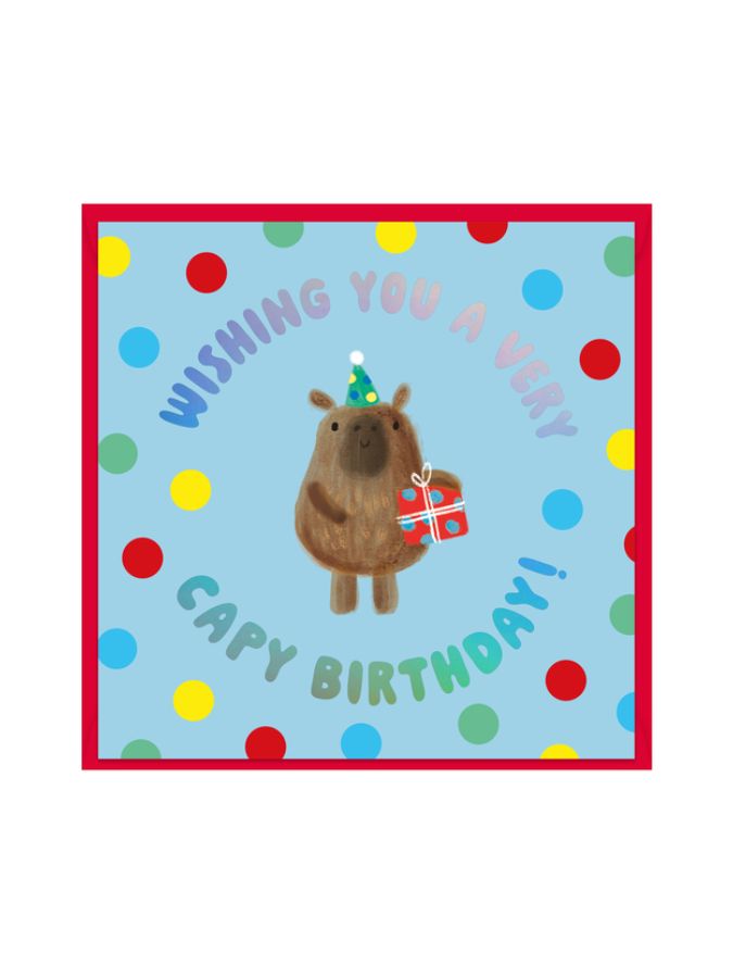Capybara Birthday Wishes Blue