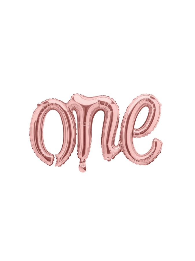 Balloon Banner One Rose Gold