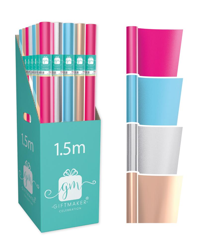Gift Wrap Foil Asstd 1.5m Rol