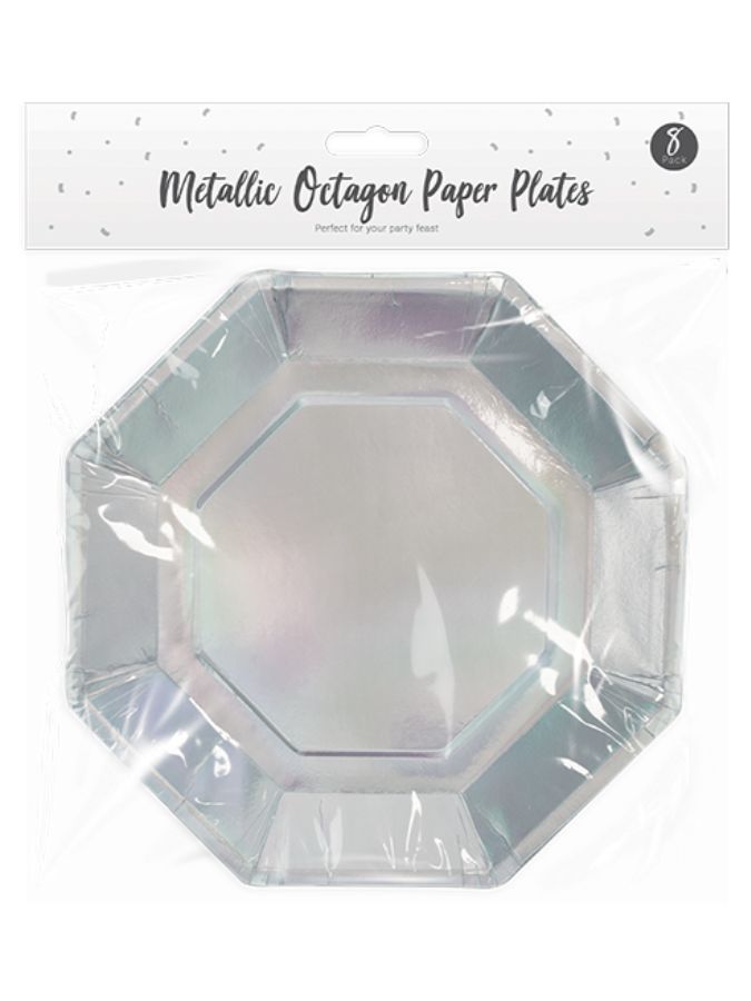 Silver Plates Octagonal 8pk