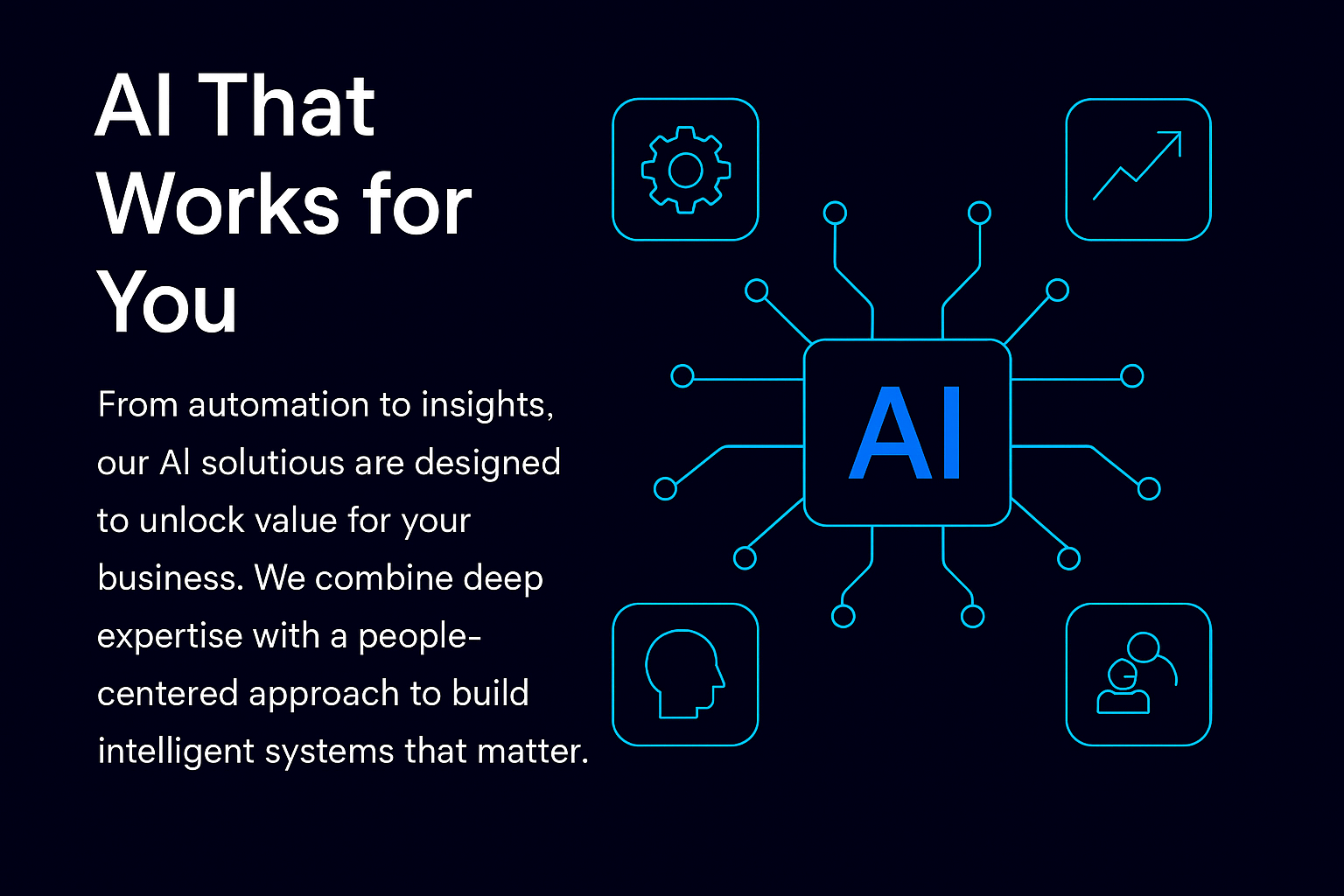 Illustration of an AI chip with icons for automation and insights